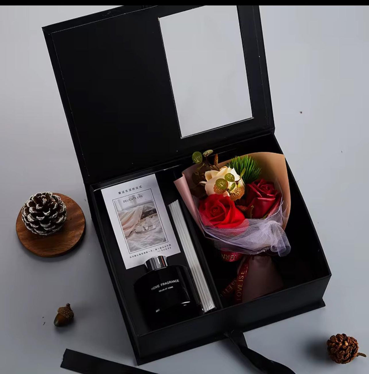 New Luxury Gift Set for Woman / Rose Flower Scented Reed Diffusers Set /Self care gift box for her