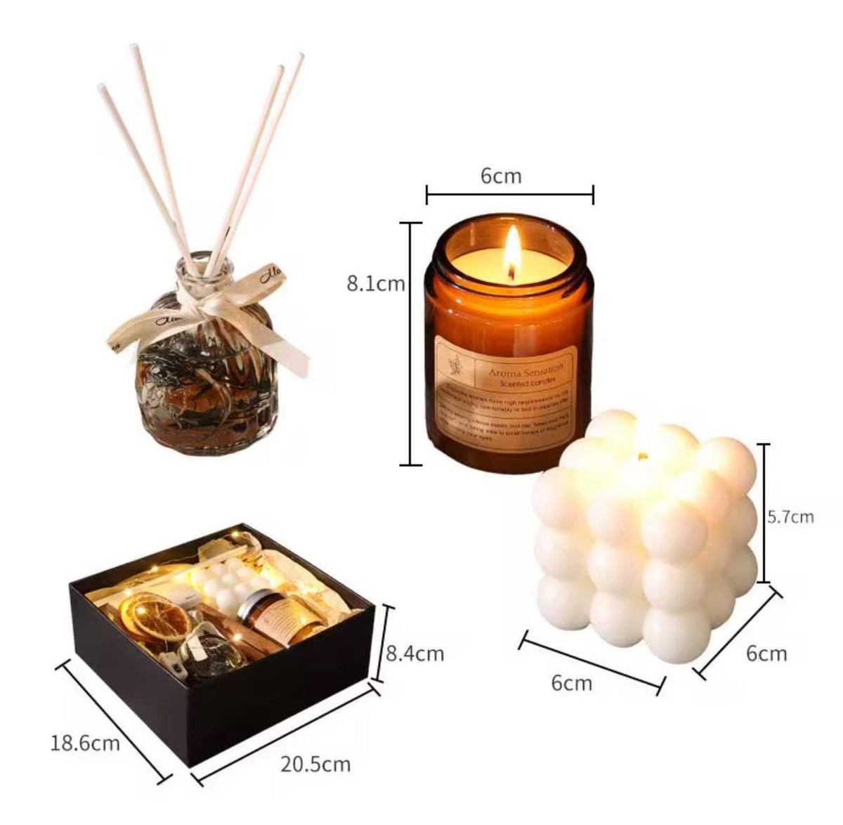 Soy Candle & Reed Diffuser Gift Set – Black Box