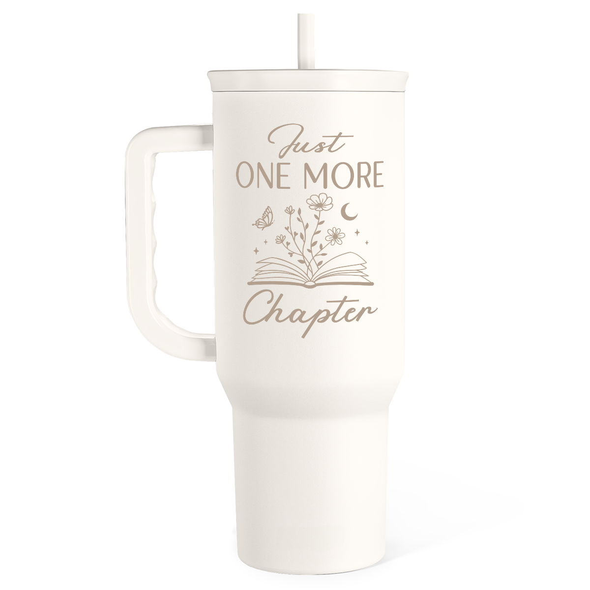 White Book Lover Slidemate | Slider Tumbler with Handle 40oz