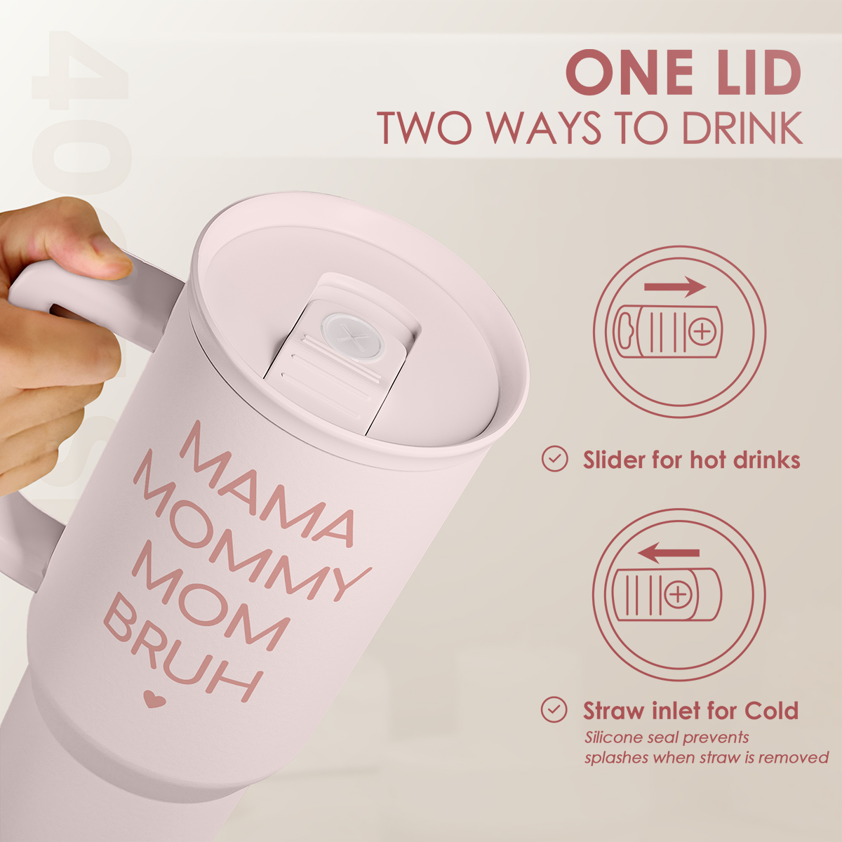 Pink Funny Mom Mama Bruh Slidemate | Slider Tumbler with Handle 40oz