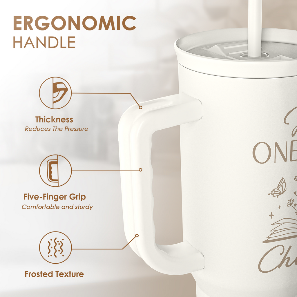 White Book Lover Slidemate | Slider Tumbler with Handle 40oz