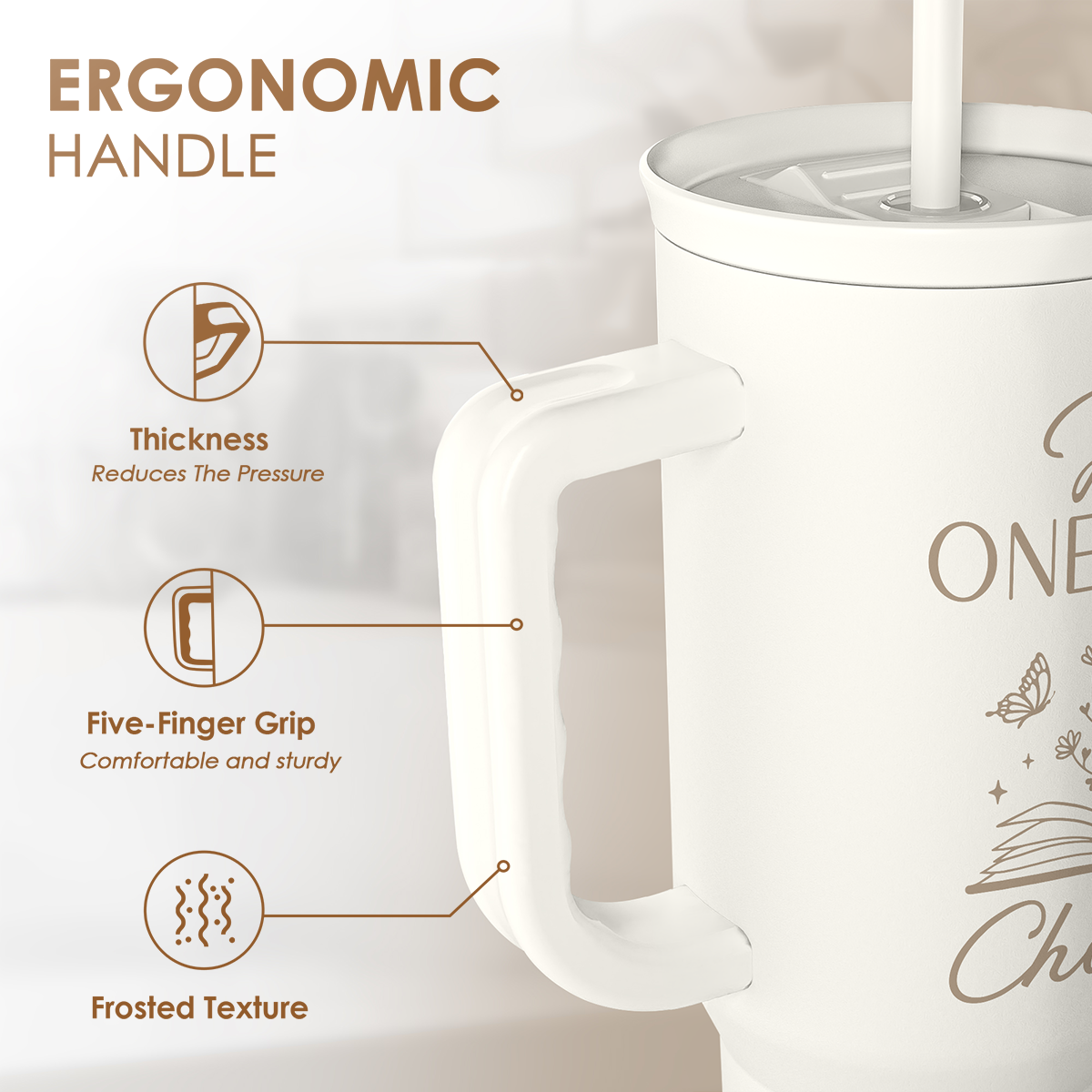 White Book Lover Slidemate | Slider Tumbler with Handle 40oz
