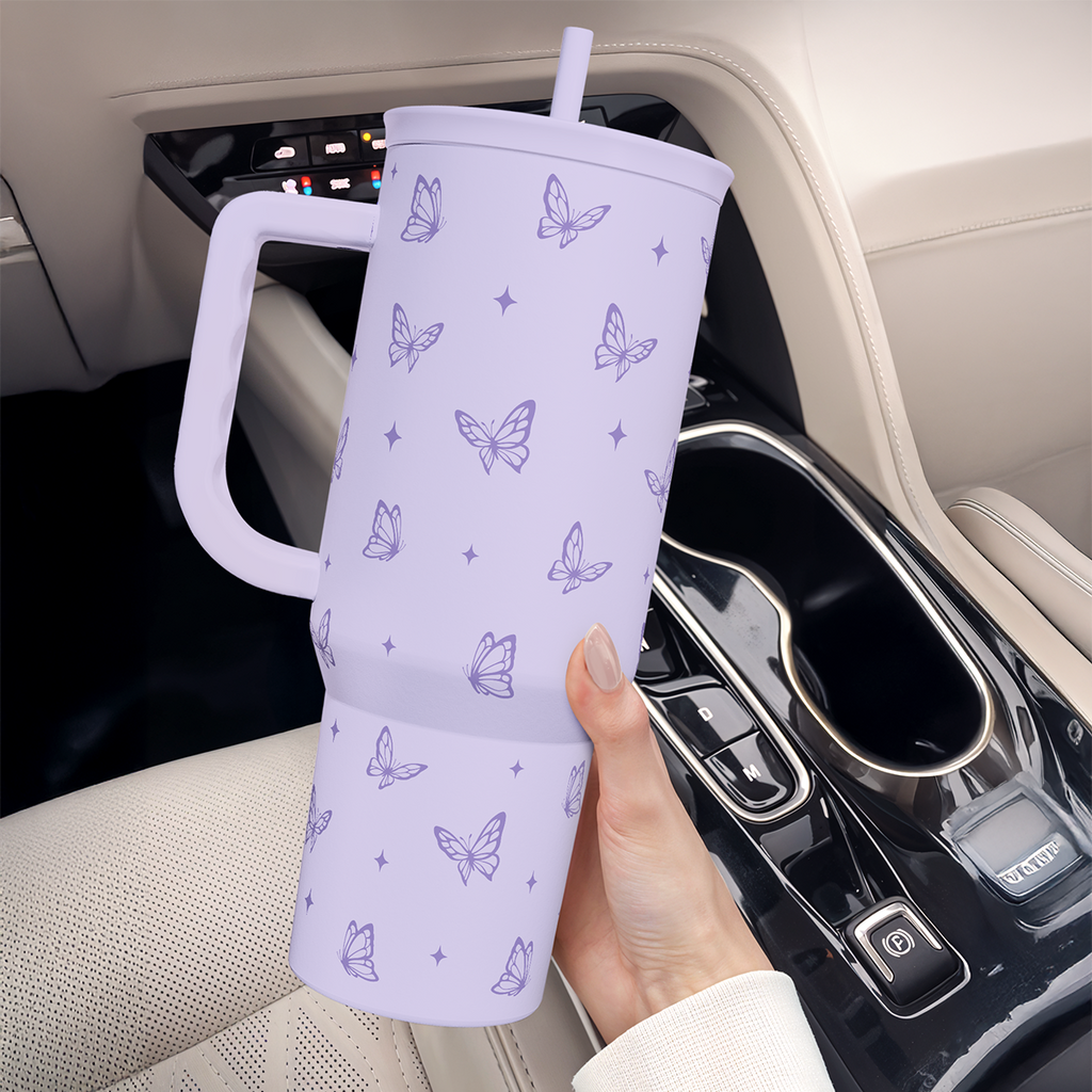 Purple Butterfly Slidemate | Slider Tumbler with Handle 40oz