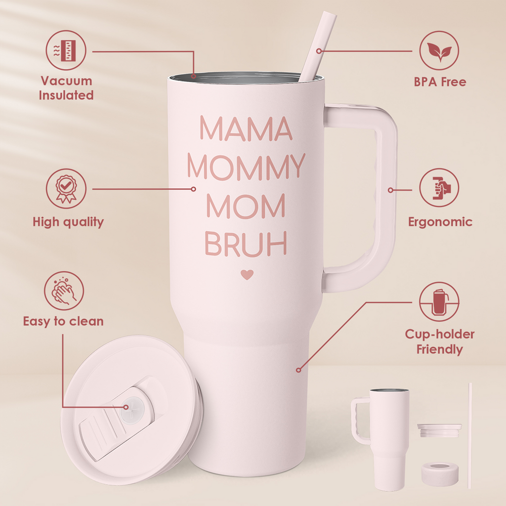 Pink Funny Mom Mama Bruh Slidemate | Slider Tumbler with Handle 40oz