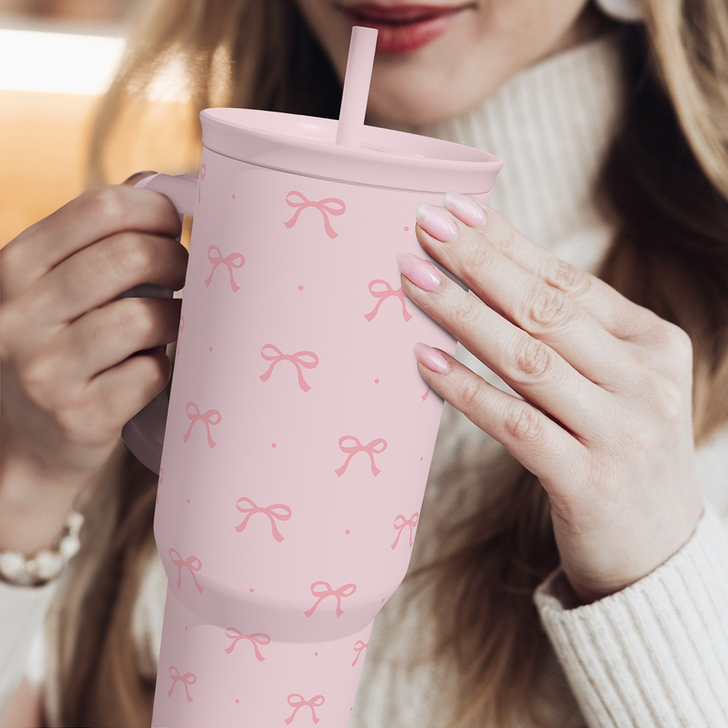 Pink Bow Slidemate | Slider Tumbler with Handle 40oz