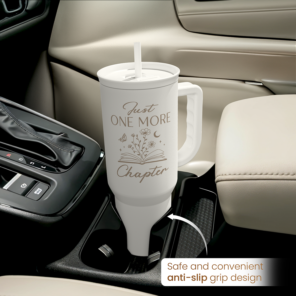 White Book Lover Slidemate | Slider Tumbler with Handle 40oz