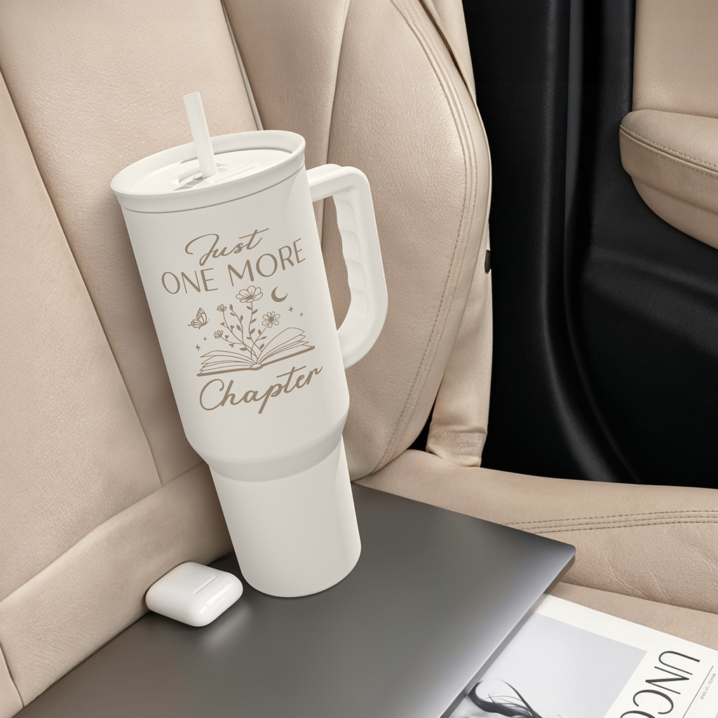 White Book Lover Slidemate | Slider Tumbler with Handle 40oz