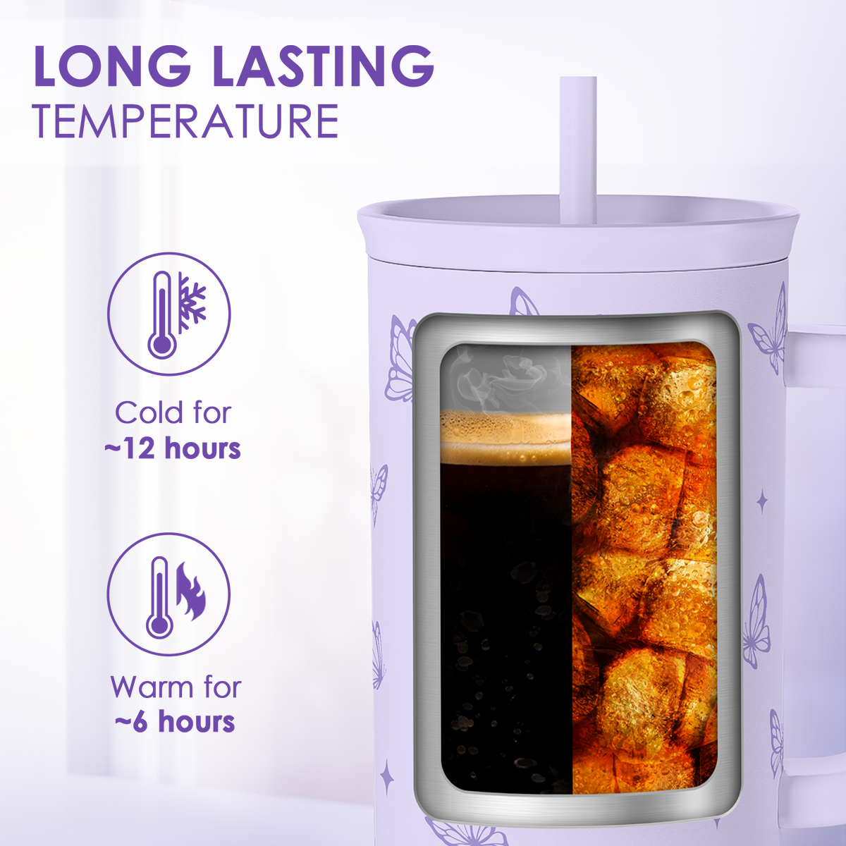 Purple Butterfly Slidemate | Slider Tumbler with Handle 40oz
