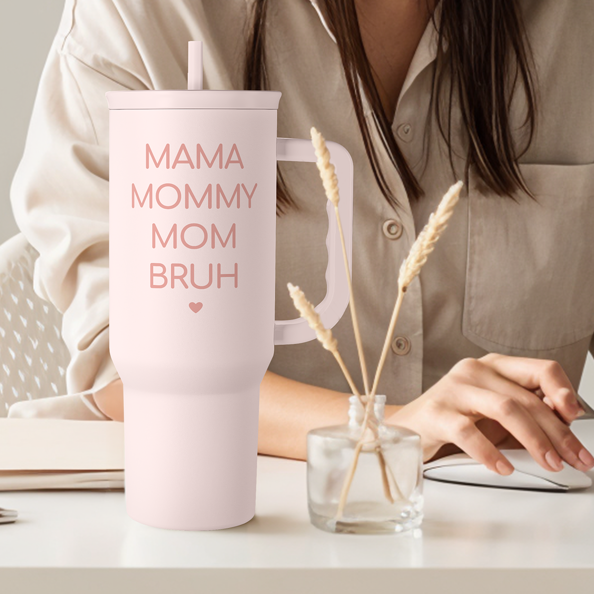 Pink Funny Mom Mama Bruh Slidemate | Slider Tumbler with Handle 40oz