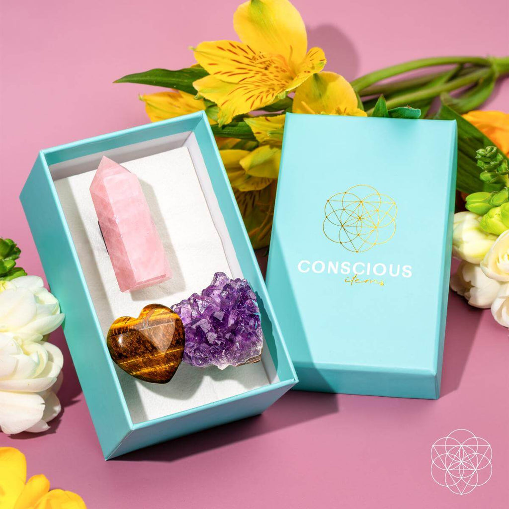 Mindful Moments Crystal Car Vent Clip Set | Amethyst & Tiger’s Eye