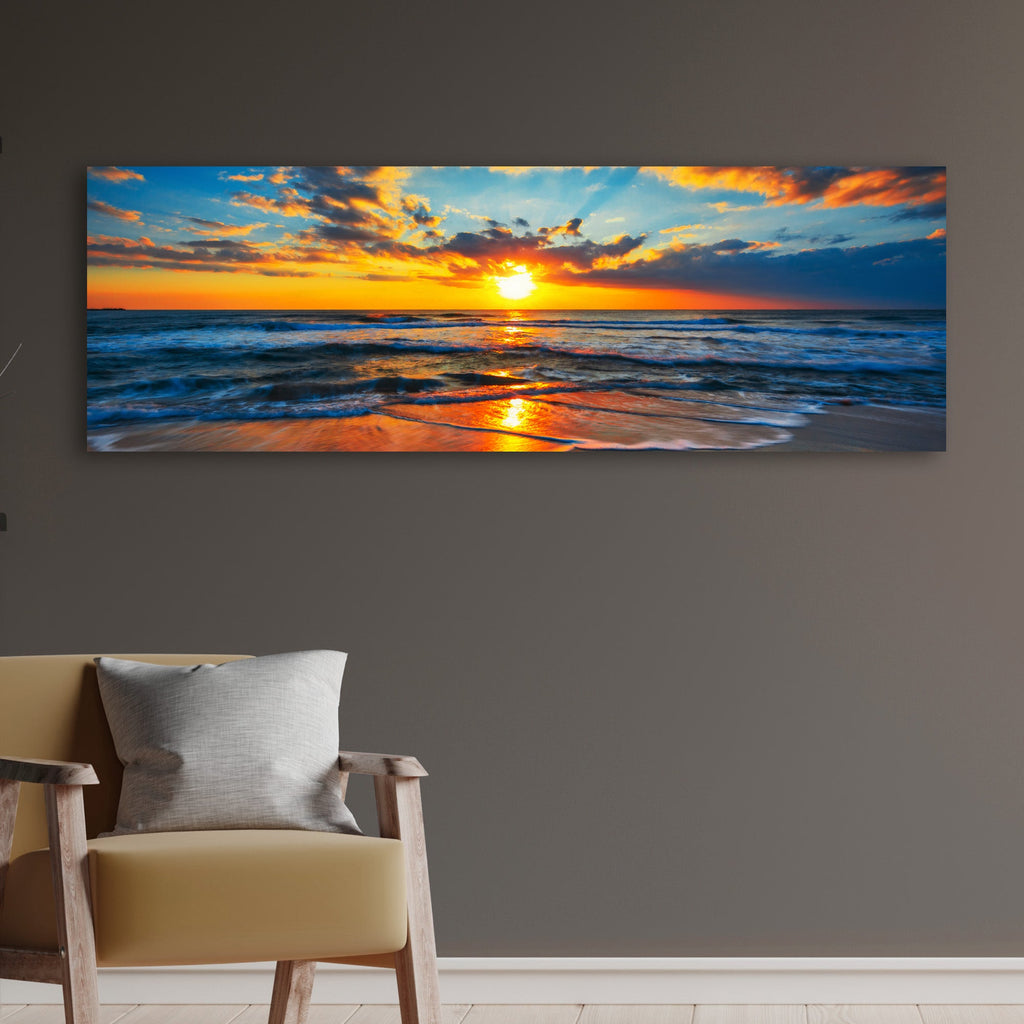 Sunrise On Atlantic Ocean Canvas Wall Art II | Coastal Seascape Print