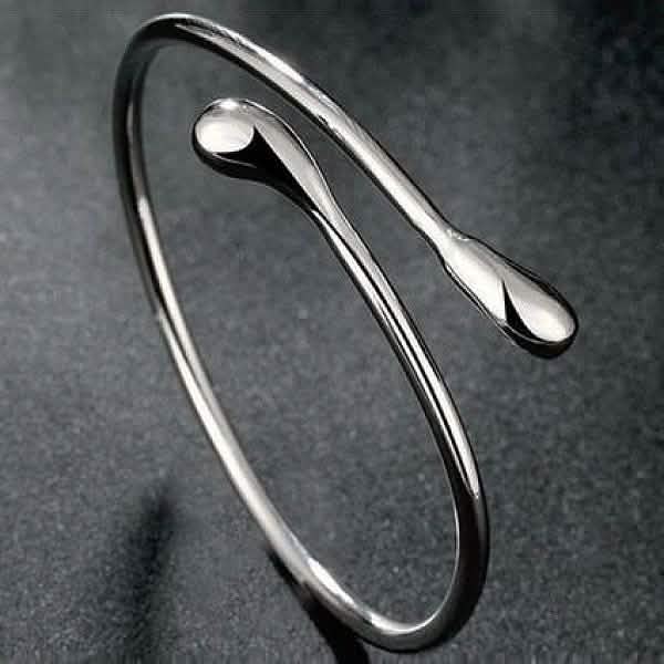 Teardrop Bangle | Silver-Tone Brass