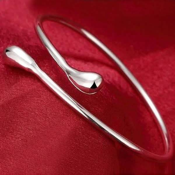 Teardrop Bangle | Silver-Tone Brass