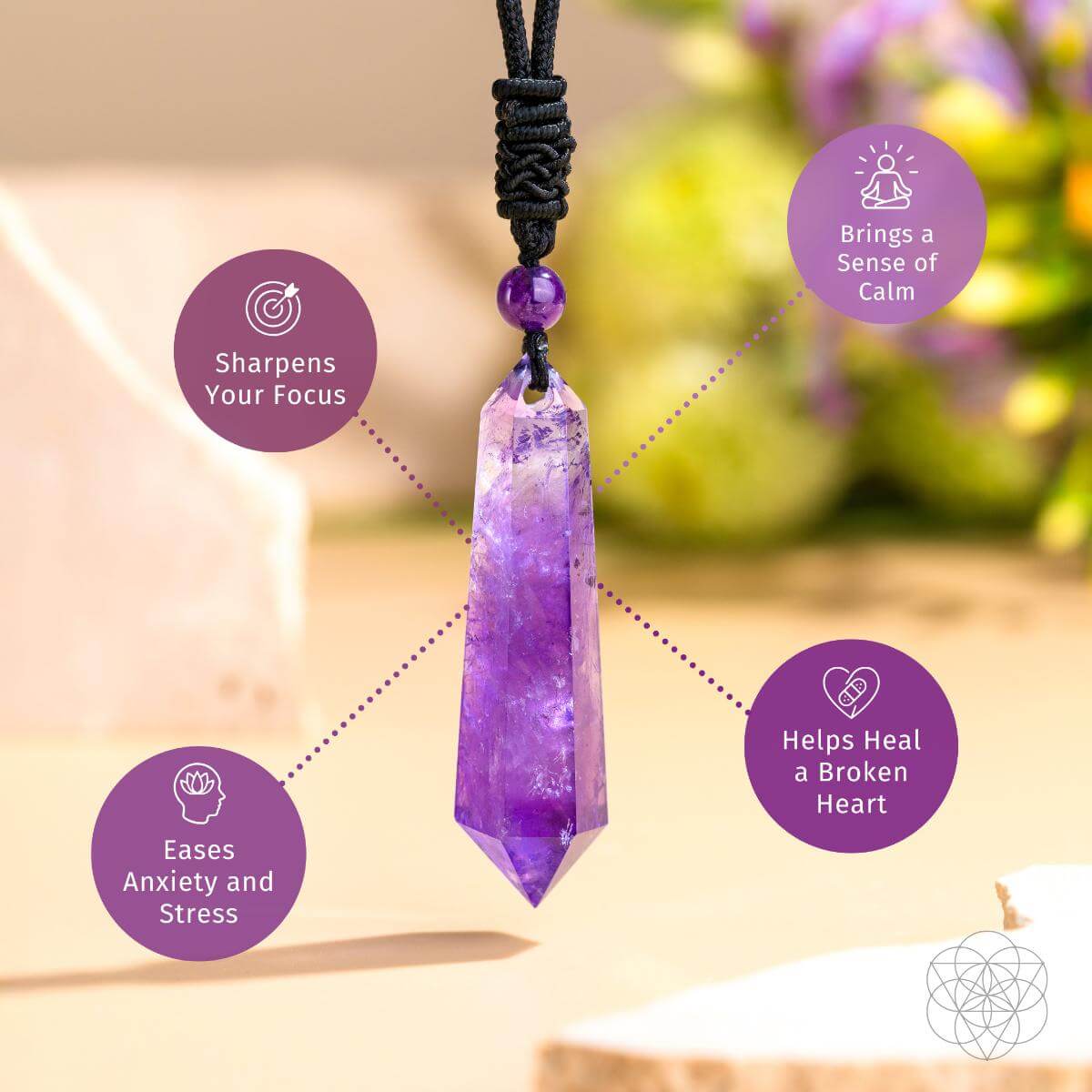 Amethyst Pendant Necklace | Daily Calm Talisman