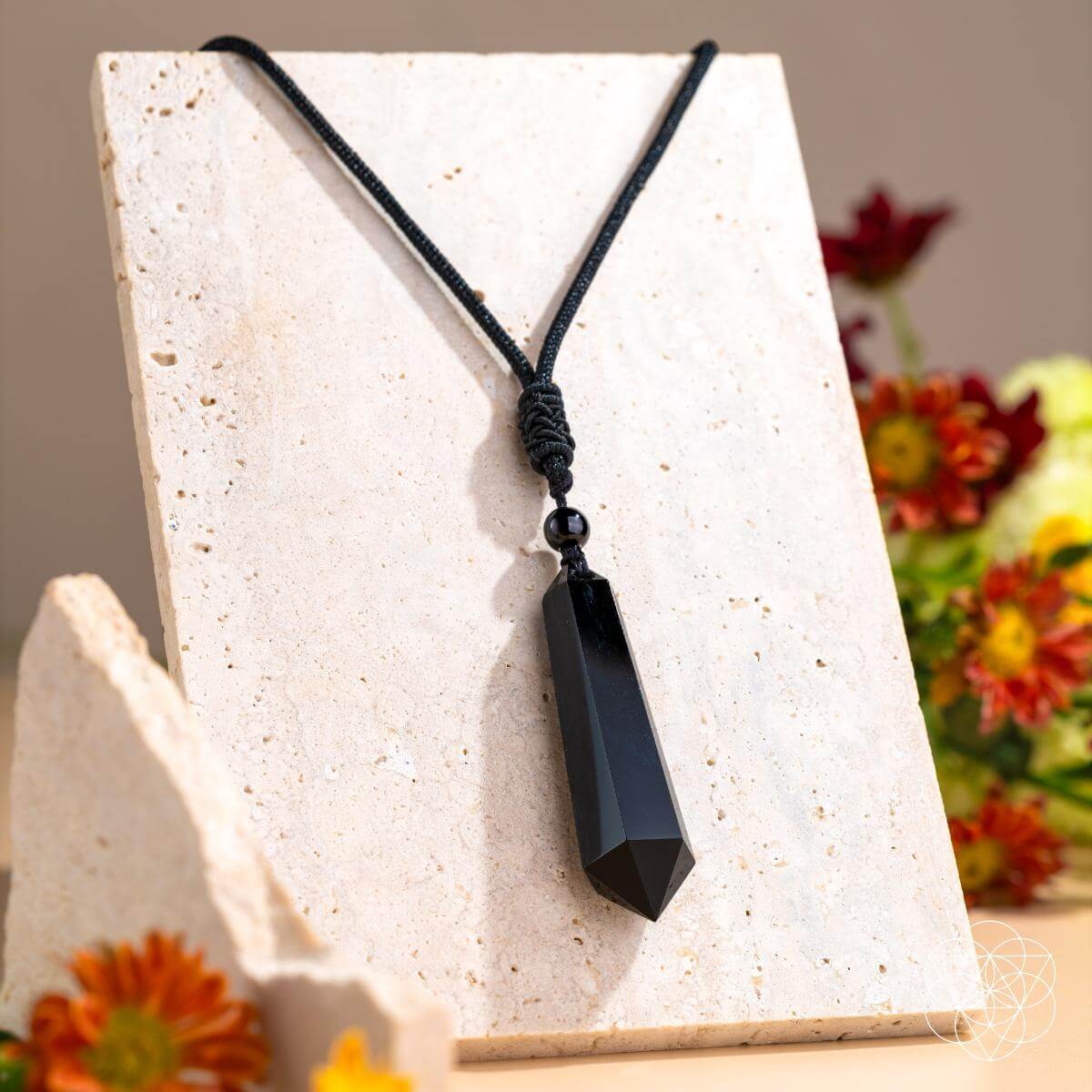 Black Obsidian Pendant Necklace | Protection Talisman