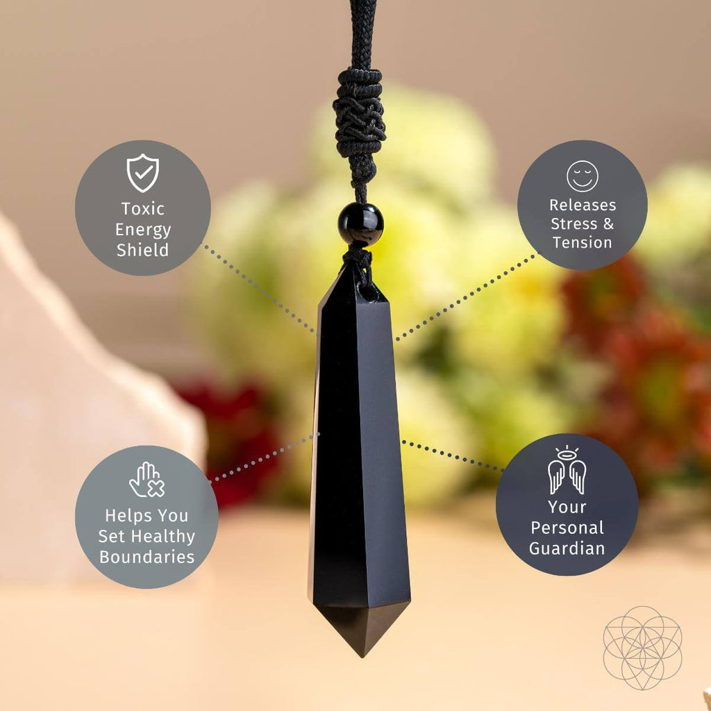 Black Obsidian Pendant Necklace | Protection Talisman