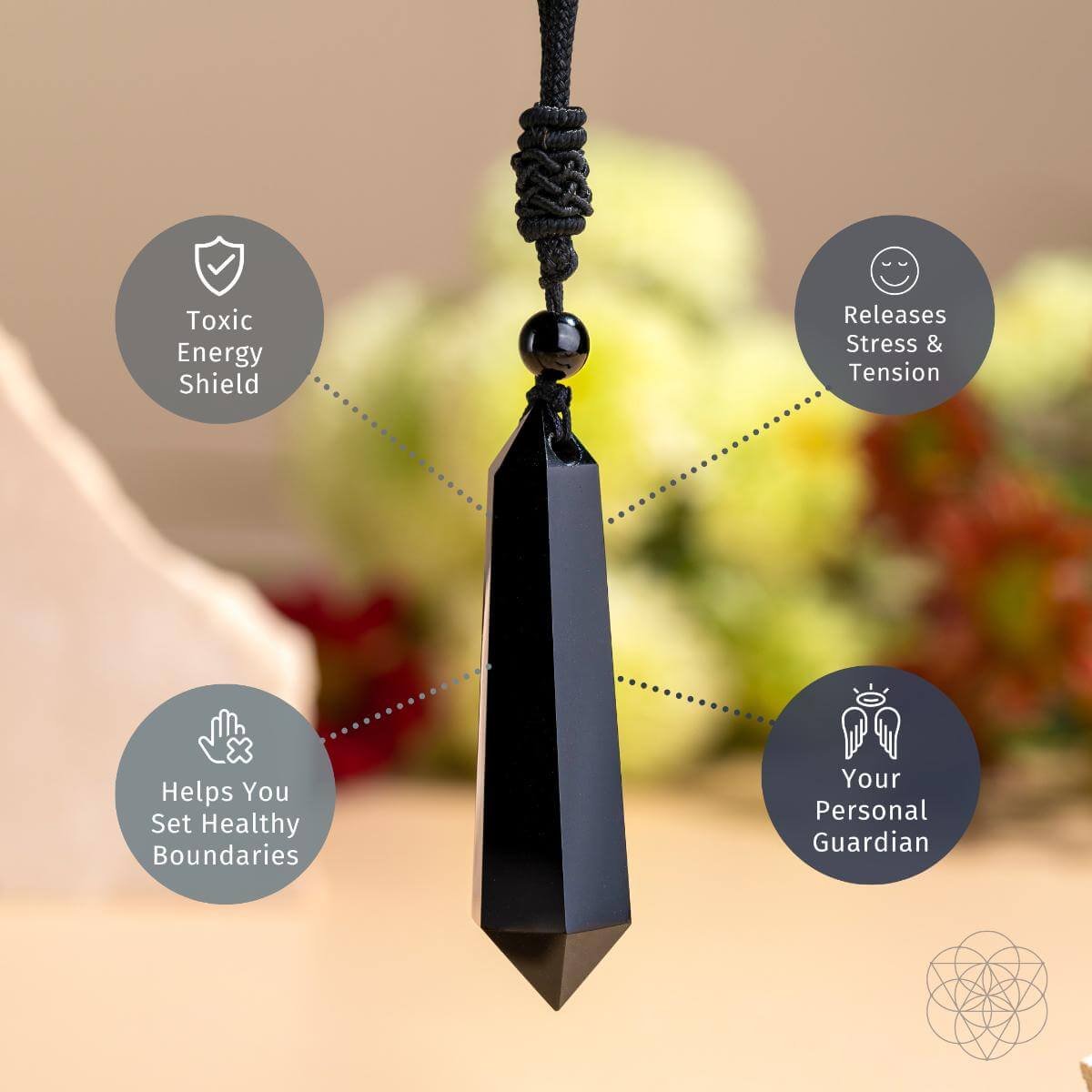 Black Obsidian Pendant Necklace | Protection Talisman