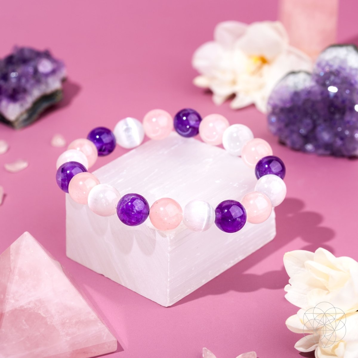 Trinity Crystal Bracelet | Amethyst, Selenite & Rose Quartz