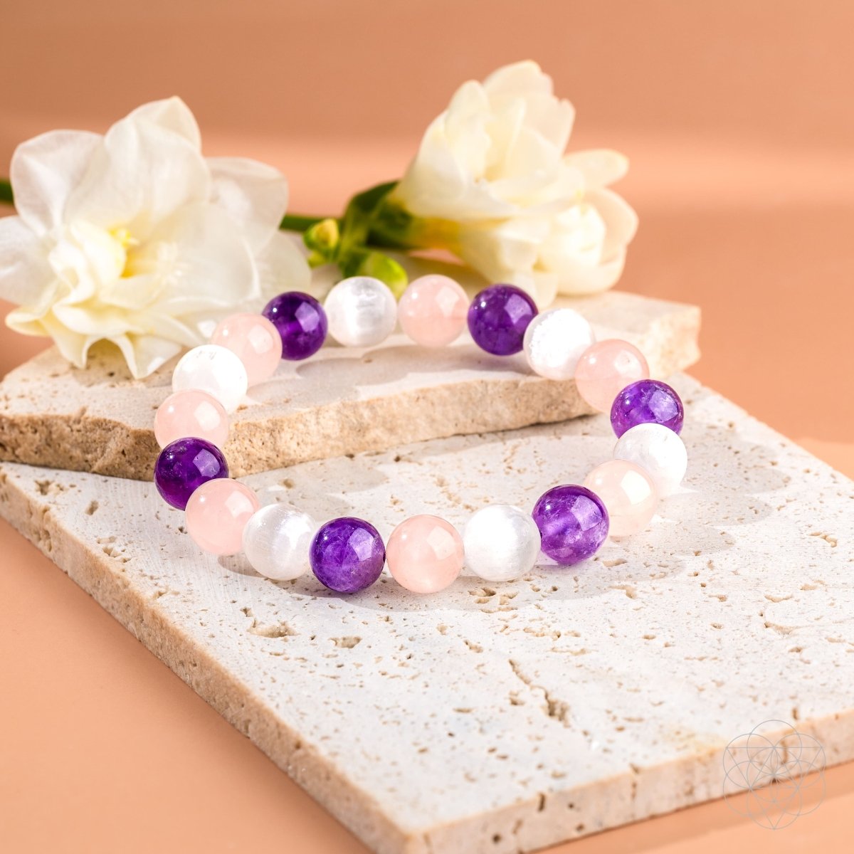 Trinity Crystal Bracelet | Amethyst, Selenite & Rose Quartz