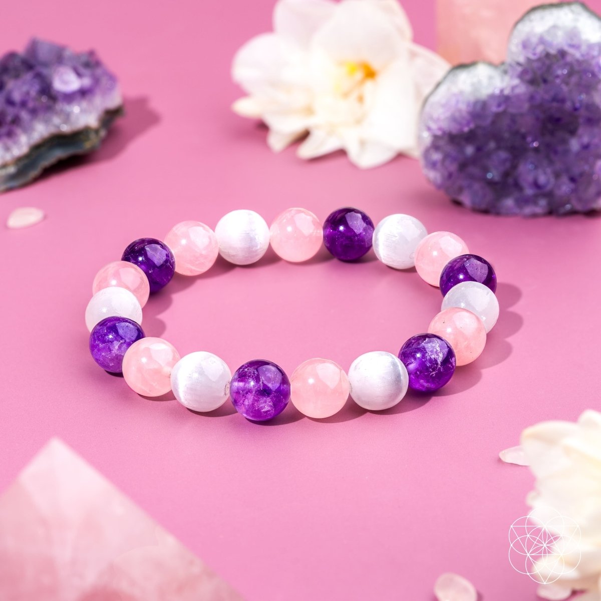 Trinity Crystal Bracelet | Amethyst, Selenite & Rose Quartz