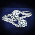 Starlit Curve Rhodium-Plated Sterling Silver CZ Ring