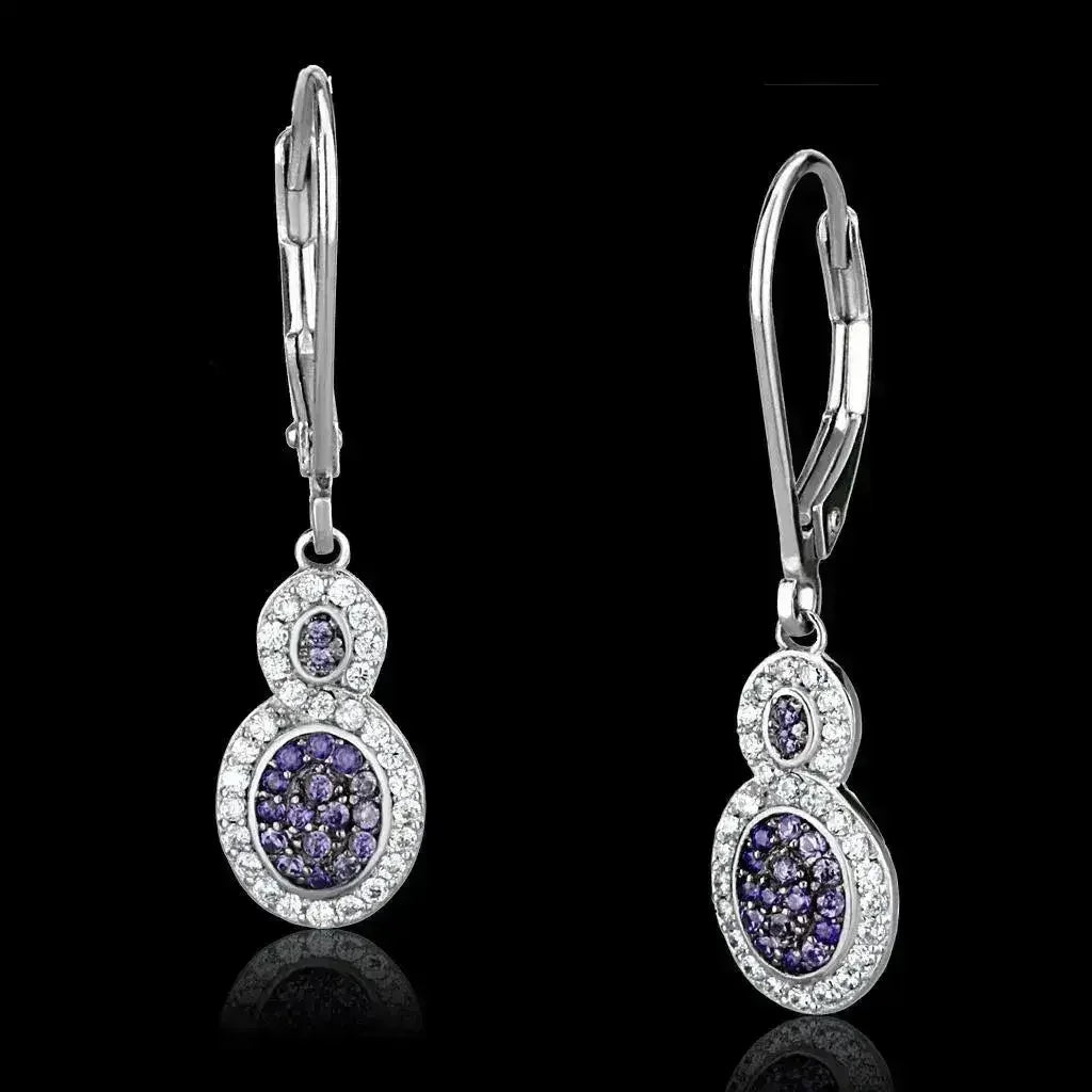 Twilight Violet Sterling Silver CZ Drop Earrings
