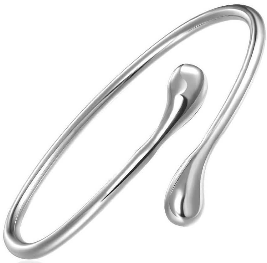 Teardrop Bangle | Silver-Tone Brass